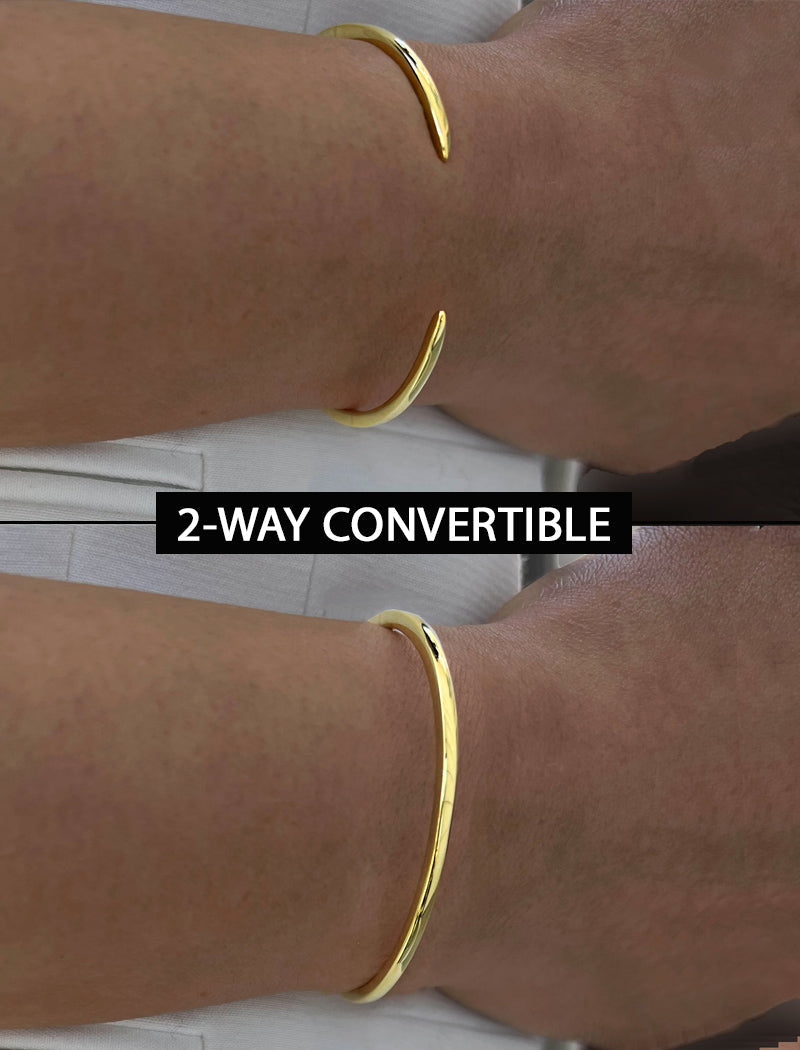 SUCCESS 2-Way Stacking Band Open Ring | 18K Gold Over Sterling Silver