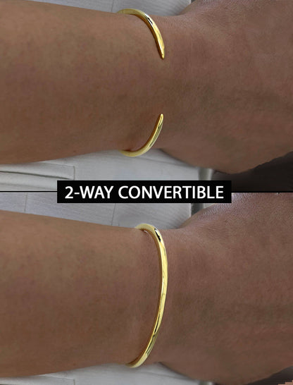 SUCCESS 2-Way Stacking Band Open Ring | 18K Gold Over Sterling Silver