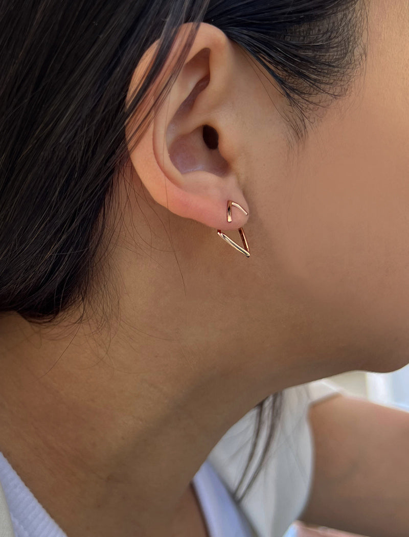 TRILL 2-Way Wishbone Stud Earrings | 18K Rose Gold & Sterling Silver