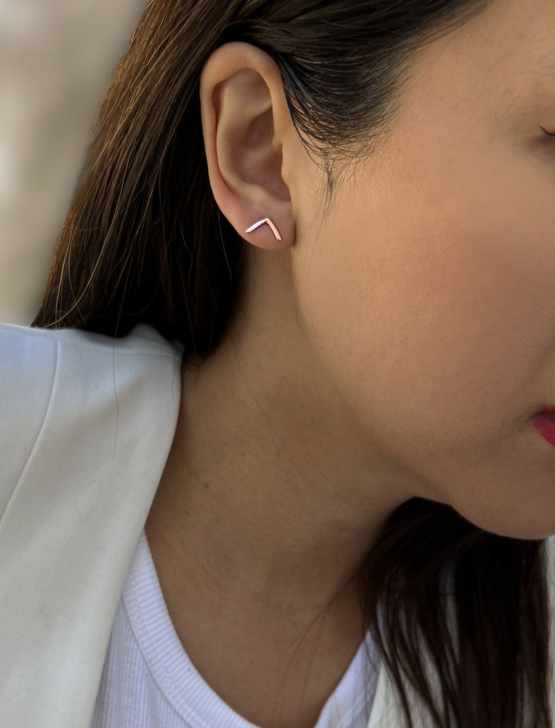 TRILL 2-Way Wishbone Stud Earrings | 18K Rose Gold & Sterling Silver