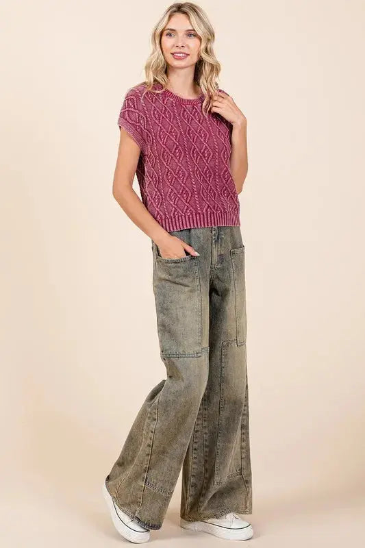 Women's Wide Leg Jeans Women's Jeans - Everyday Comfort - Washed Wide Leg