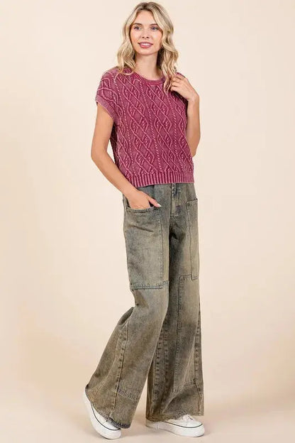 Women's Wide Leg Jeans Women's Jeans - Everyday Comfort - Washed Wide Leg