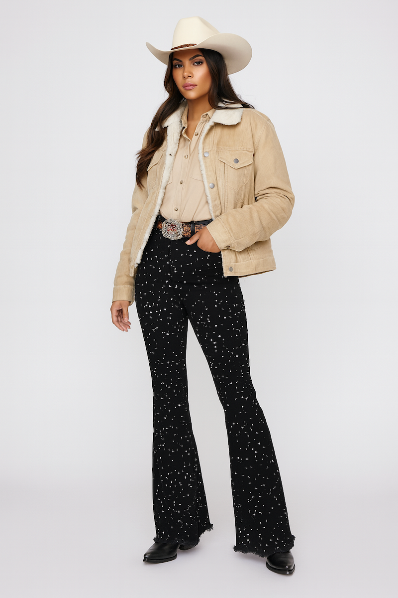 Vegas Glam Bell Bottom Jean in Black