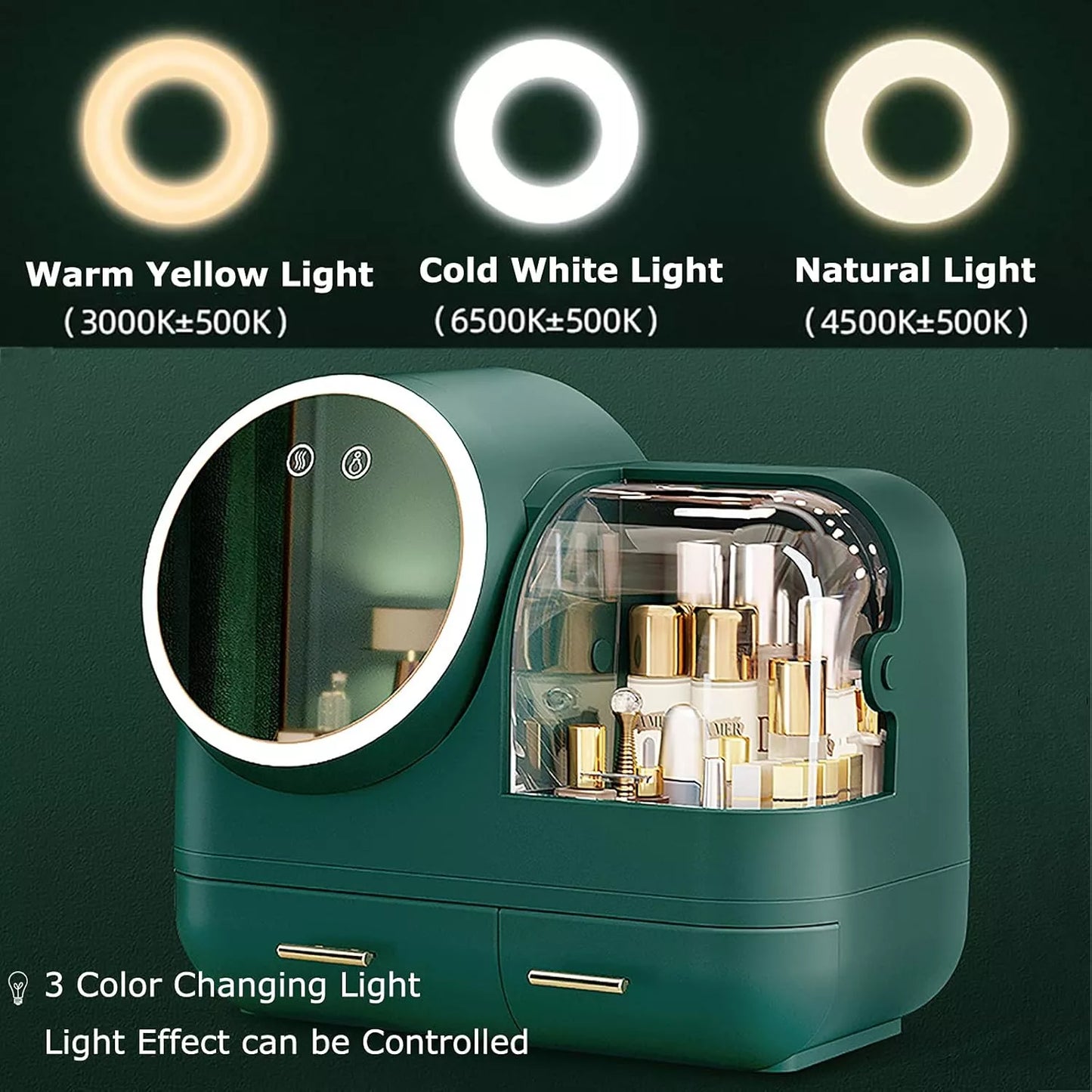 LED Makeup Storage Box with Mirror