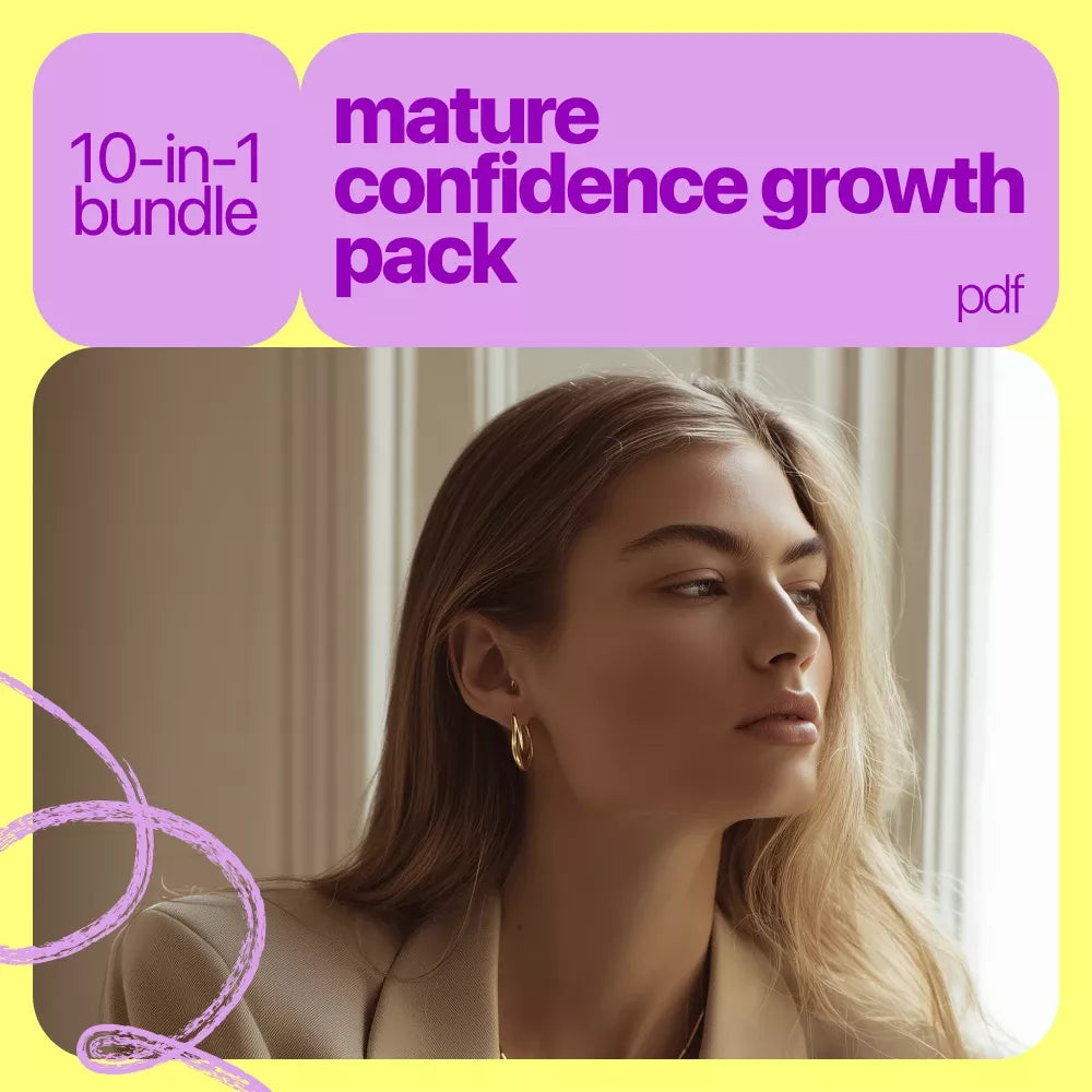 The Mature Confidence Growth Pack is the ultimate digital resource to help you, your loved ones, or your clients build unshakable self-belief, overcome setbacks, and thrive in all areas of life. 