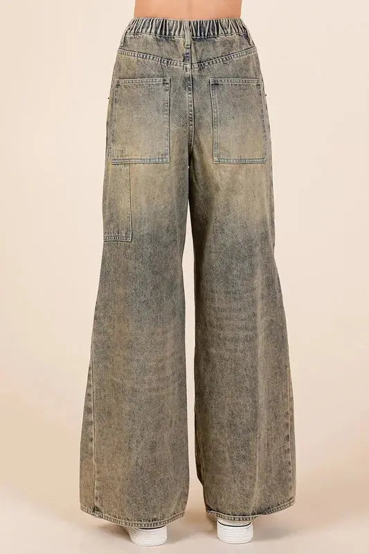 Women's Wide Leg Jeans Women's Jeans - Everyday Comfort - Washed Wide Leg