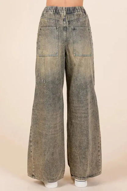Women's Wide Leg Jeans Women's Jeans - Everyday Comfort - Washed Wide Leg