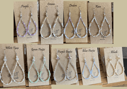 Pastel Sea Beads Teardrop Dangle Earrings