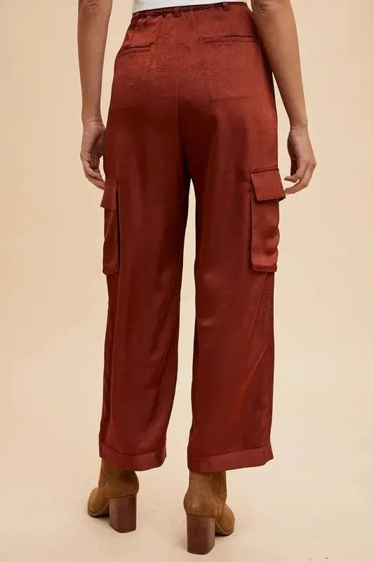 Trendsi Annie Wear Wide Leg Cargo Pants Burgundy
