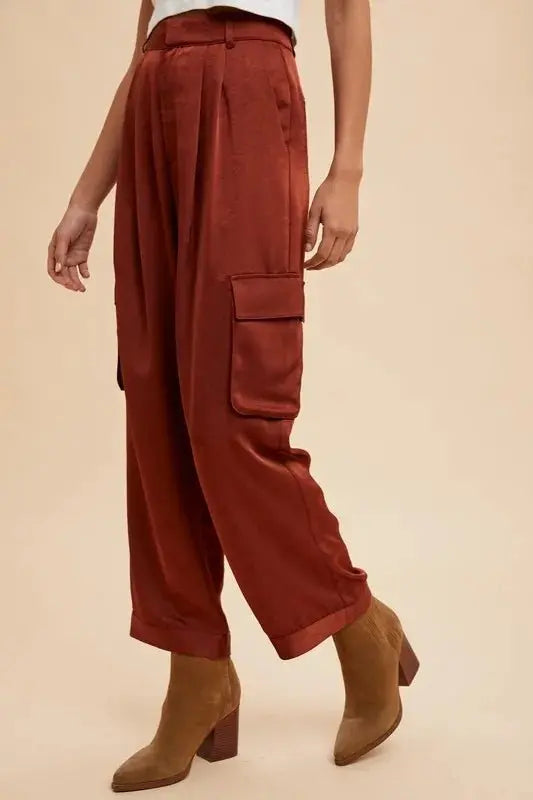 Trendsi Annie Wear Wide Leg Cargo Pants Burgundy
