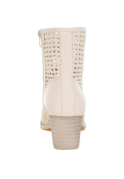 Shoes Rag Company Artisole Woven Pleather Block Heel Boots - Stylish Comfort Footwear