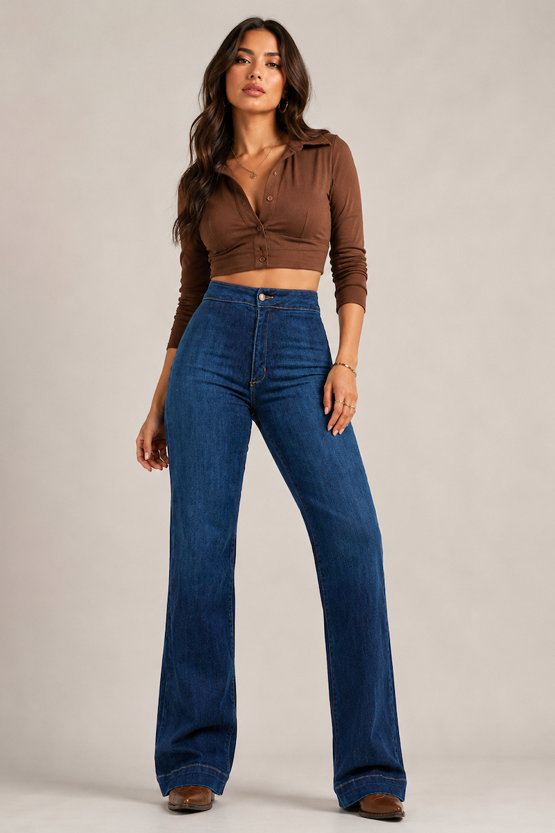 Robin Wide Leg Flare Jean in Dark Wash