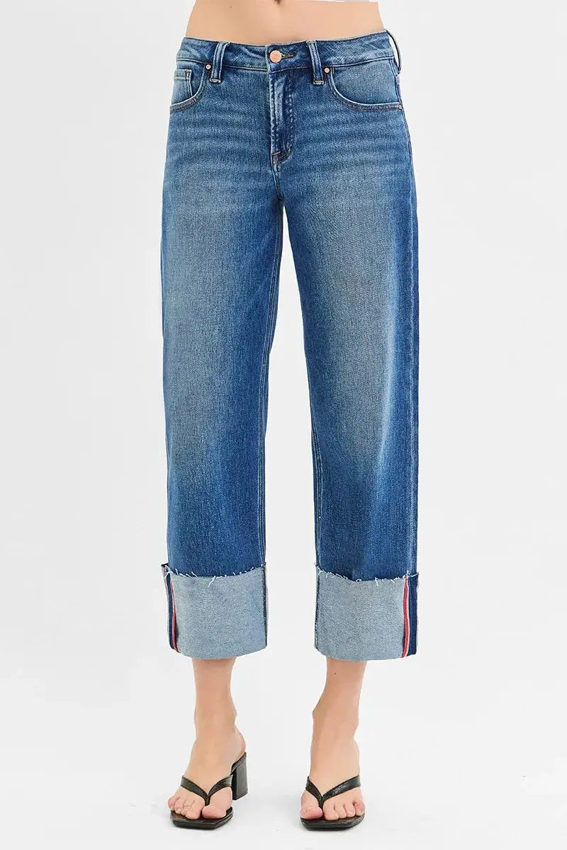Women's Plus Size Jeans Plus Size Tummy Control Crop Wide Leg Jeans