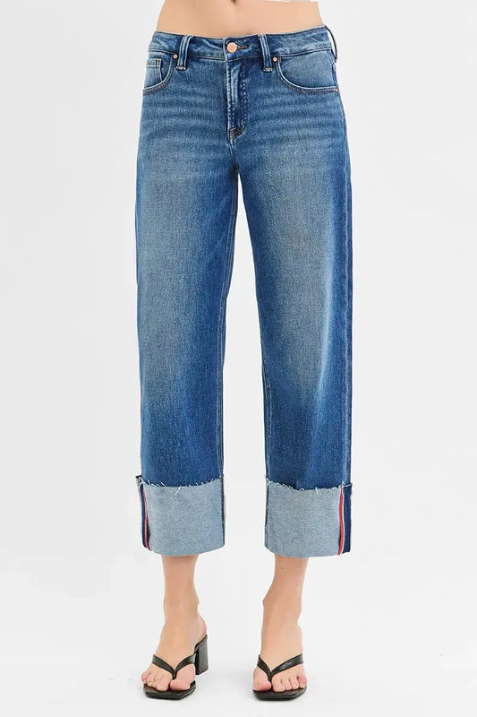 Women's Plus Size Jeans Plus Size Tummy Control Crop Wide Leg Jeans