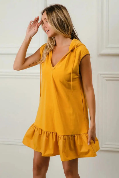 Dresses Trendsi BiBi Ruffled Terry Dress Women's Casual Chic Hooded Mini Dress - Soft & Comfy