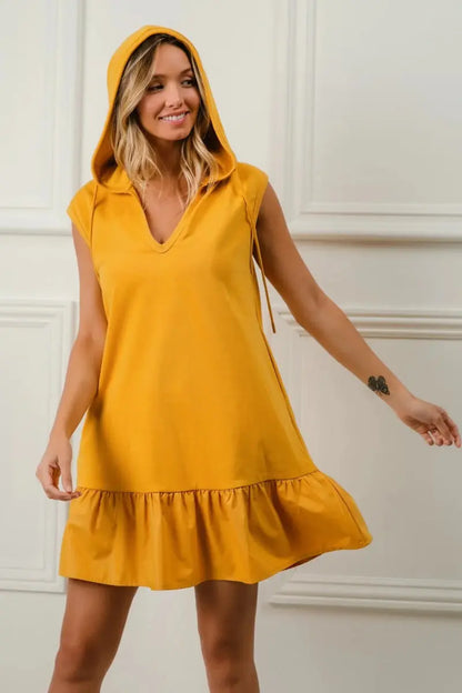 Dresses Trendsi BiBi Ruffled Terry Dress Women's Casual Chic Hooded Mini Dress - Soft & Comfy