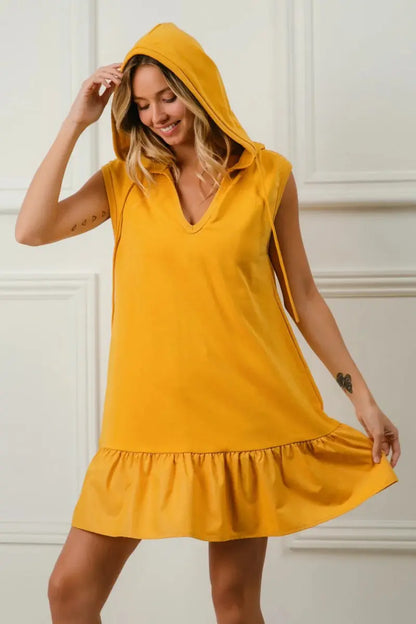 Dresses Trendsi BiBi Ruffled Terry Dress Women's Casual Chic Hooded Mini Dress - Soft & Comfy