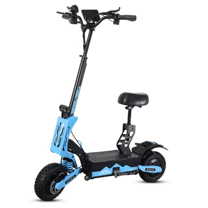 Blue and black electric scooter with a seat on a white background | Origin Zero
