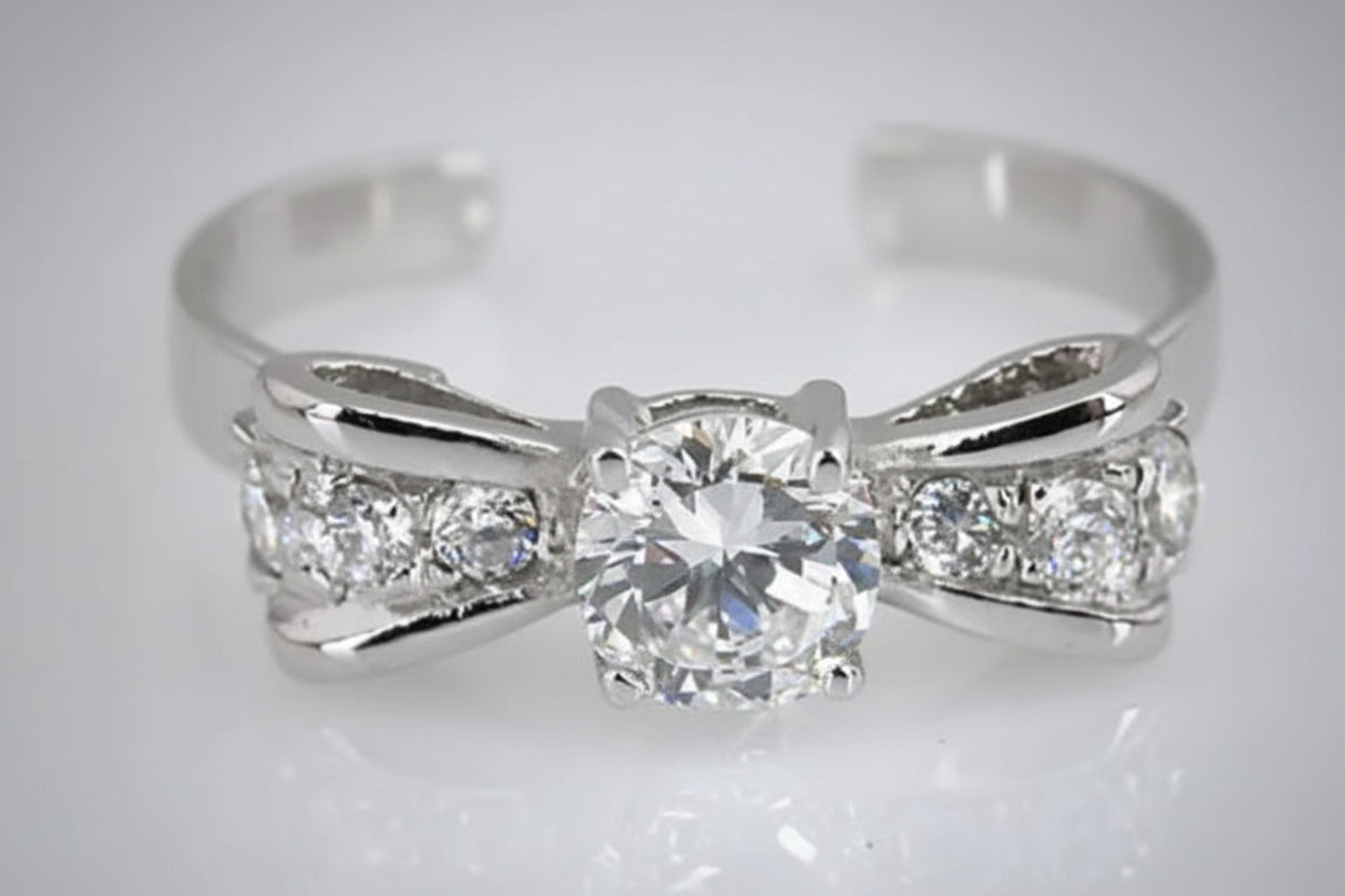 925 Sterling Silver Bow Tie Toe Ring - TRV001