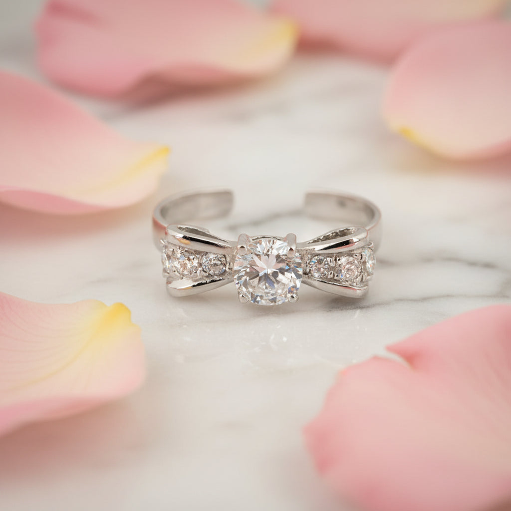 925 Sterling Silver Bow Tie Toe Ring - TRV001