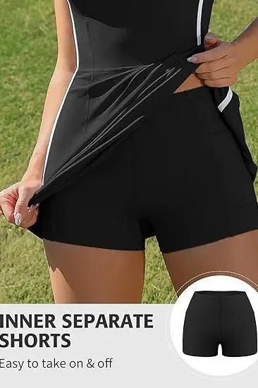 Women's Tennis Dress Tennis Dress - V-Neck Built-In Bra & Shorts - Women's