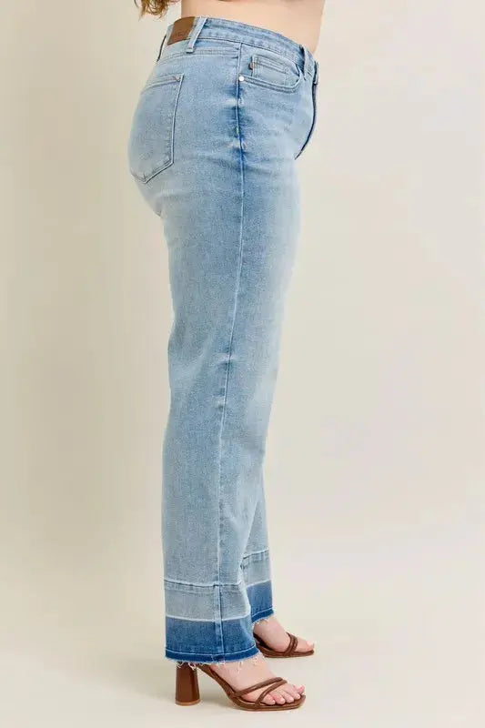 Women's Jeans Jeans - Plus Size Wide Leg - Released Hem Denim