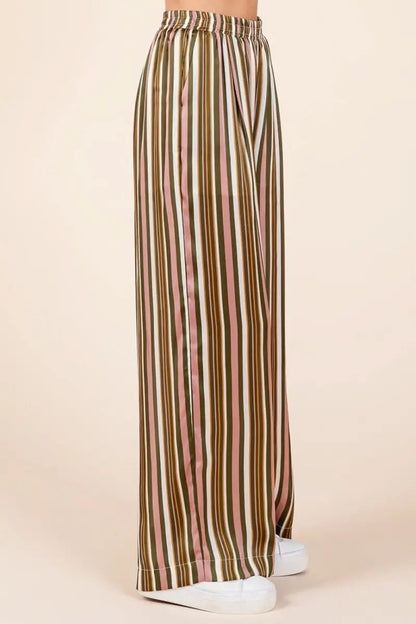 Shorts Trendsi Striped Satin Pants Women's Casual Wide Leg Trousers with Pockets