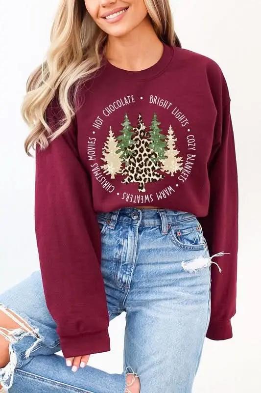 Color Bear Christmas Tree Sweatshirt Unisex Fleece