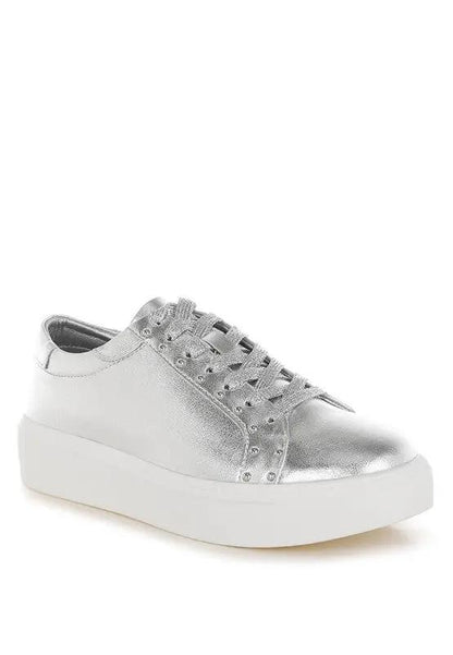 Chunky Sneakers - Comfortable & Durable - Metallic Pleather