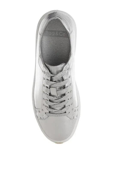 Chunky Sneakers - Comfortable & Durable - Metallic Pleather
