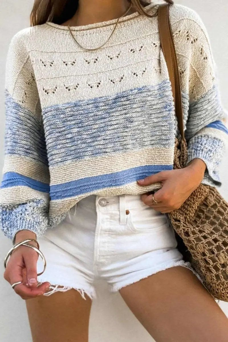Sweaters Trendsi Contrast Sweater Women's Casual Long Sleeve Knit Top Cozy & Chic