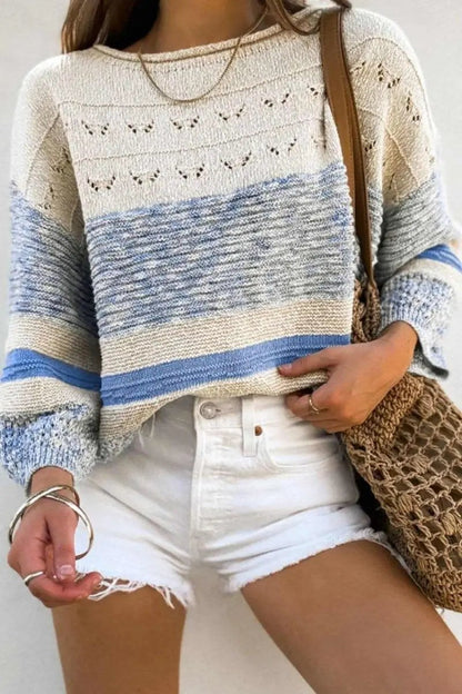 Sweaters Trendsi Contrast Sweater Women's Casual Long Sleeve Knit Top Cozy & Chic