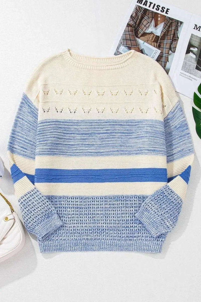 Sweaters Trendsi Contrast Sweater Women's Casual Long Sleeve Knit Top Cozy & Chic