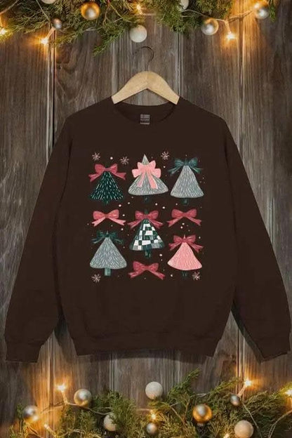 Coquette Christmas Tree Unisex Graphic Fleece Sweatshirt Holiday Wear