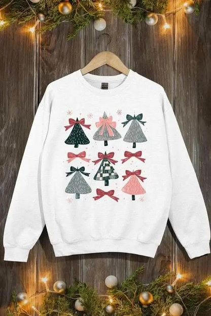 Coquette Christmas Tree Unisex Graphic Fleece Sweatshirt Holiday Wear