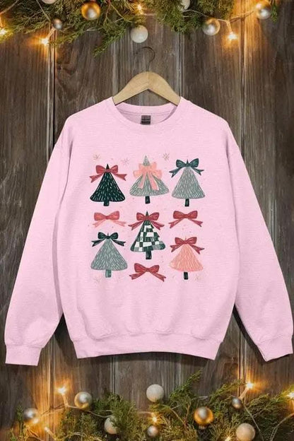 Coquette Christmas Tree Unisex Graphic Fleece Sweatshirt Holiday Wear