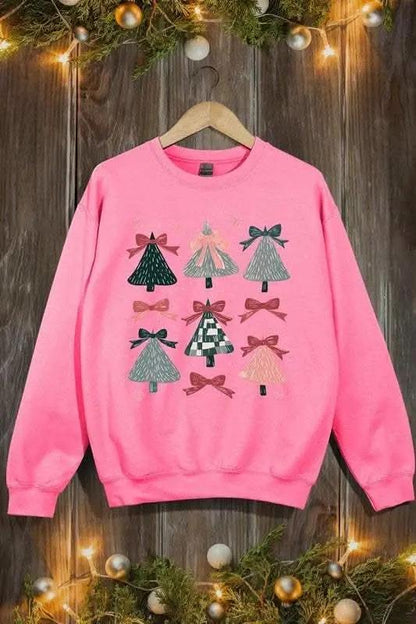 Coquette Christmas Tree Unisex Graphic Fleece Sweatshirt Holiday Wear