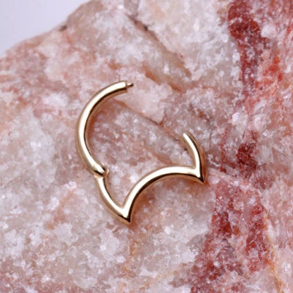 14Kt. Yellow Gold Crescent Moon Seamless Clicker Ring