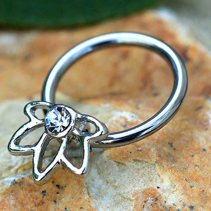 316L Stainless Steel Flower Snap-in Captive Bead Ring