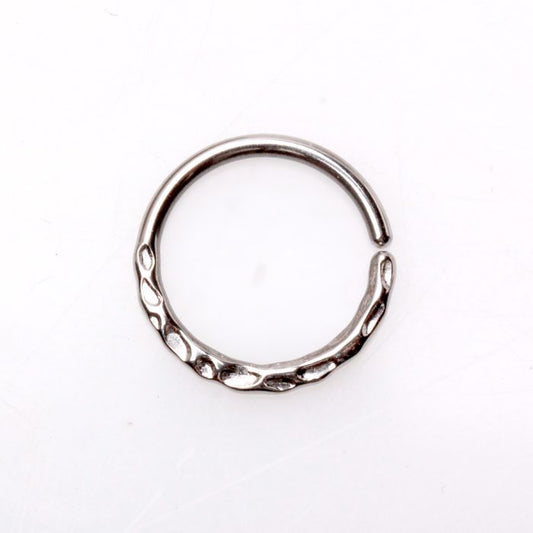 316L Stainless Steel Uneven Look Surface Seamless Ring / Septum Ring