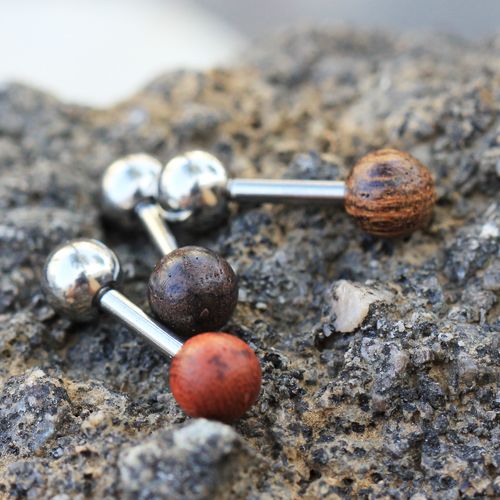 Natural Organic Wood Ball Cartilage Stud Earring