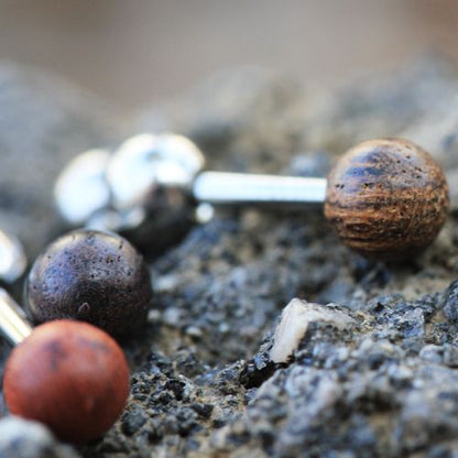 Natural Organic Wood Ball Cartilage Stud Earring