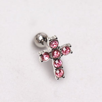 316L Surgical Steel Multi CZ Cross Stud Cartilage Earring