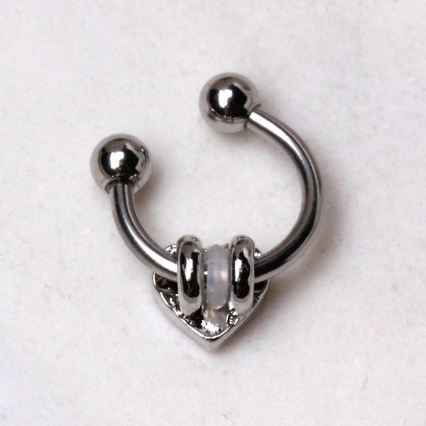 Horseshoe Cartilage Earring with Gemmed Heart