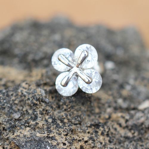 CZ Quatrefoil Cartilage Earring | Clover Stud | 316L Surgical Steel