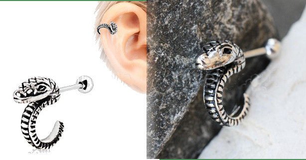 316L Stainless Steel Curved Snake Cartilage Earring