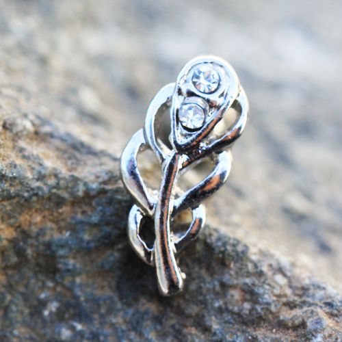316L Stainless Steel Jeweled Leaf Cartilage Earring