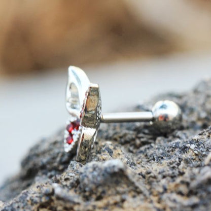 316L Stainless Steel Jeweled Butterfly Cartilage Earring