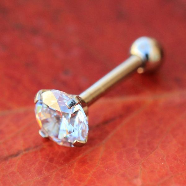 316L Stainless Steel Prong Set CZ Triple Helix / Cartilage Earring