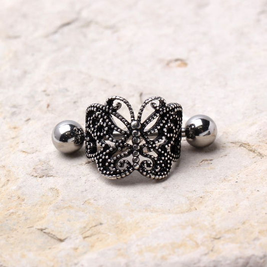 316L Stainless Steel Ornate Butterfly Cartilage Cuff Earring
